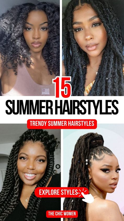 Trendy Summer Hairstyles for Black Women to Stay Cool Hairstyle For Cruise Black Women, Beach Vacation Braids For Black Women, Quick Braid Hairstyles For Black Women, Cruise Hairstyles For Black Women, Protective Hairstyles For Black Women, Trendy Summer Hairstyles, Best Summer Hairstyles, Summer Hairstyles For Black Women, Protective Hairstyle