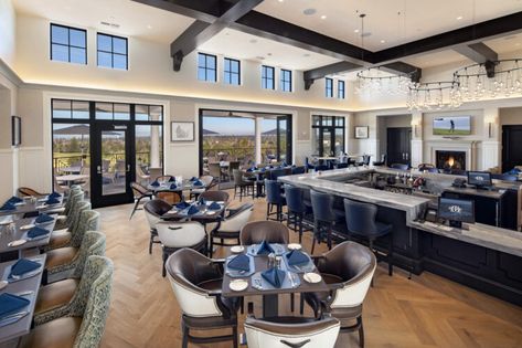 Menlo Country Club - Marsh & Associates, Inc. | Golf & Country Club Architects | Interior Design Country Club Lobby Interior Design, Modern Country Club Design, Club House Design, Clubhouse Interior, Modern Bar Design, Country Club Design, Ballroom Design, Lobby Ideas, Rivers Edge