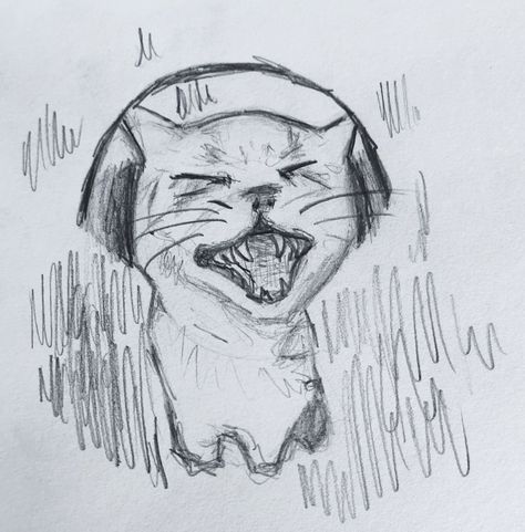 cat in headphones meme sketch