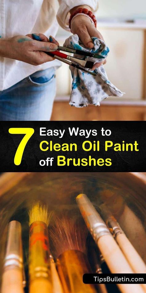 Learn how to clean oil paint brushes using the right brush cleaner to keep their shape. Clean up by removing excess paint with paper towel and dish soap, and finish with a solvent such as mineral… More Cleaning Oil Paint Brushes, Cleaning Oil Paintings, Cleaning Paint Brushes, Simple Oil Painting, Oil Paint Brushes, Oil Painting For Beginners, Oil Based Stain, Sketch Portrait, Paint Thinner