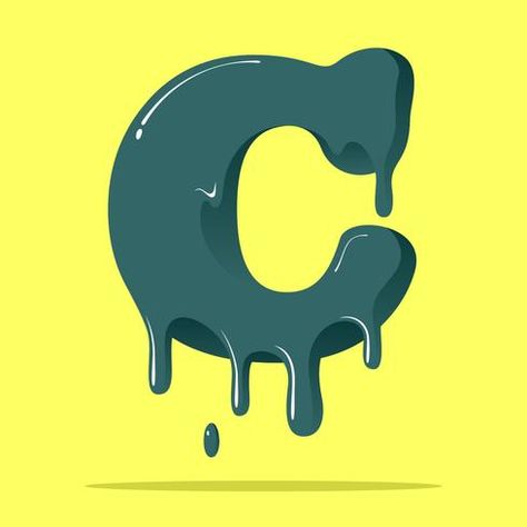 Letter C Illustration, Drip Typography, Melting Letters Font, The Letter C Design, Melting Typography, Graffiti Letter C, Letter C Typography, Melting Letters, C Typography