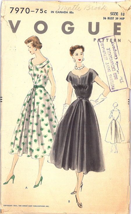 Dress For Evening, Vintage Vogue Patterns, Vogue Sewing Patterns, Vogue Pattern, Antique Clothing, Pattern Dress, Dress Sewing Pattern, Dress Sewing, Vintage Vogue