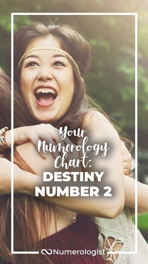 The Destiny number 2 is all about relationships. The energy of the number 2 strives for balance and cooperation, so whenever it appears in a Numerology chart, you can be sure that the other people feature strongly in the life of the person it describes.  People with a Destiny Number 2 likely have highly tuned instincts. They are skilled at reading other people and energy. Because of this, they’re often very likable and charming.  But that's not all! What else will this digit reveal? Meaning Of Your Name, The Number 2, Destiny Number, Numerology Chart, Destiny 2, About Relationships, Life Path, 2 People, Number 2