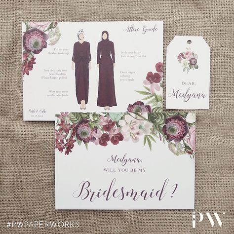 Attire Guide Bridesmaid Card Design, Bridesmaid Guide Card, Bridesmaid Card Design Invitations, Attire Guide Bridesmaid Card, Bridesmaid Invite Ideas, Kartu Bridesmaid, Bridesmaid Card Design, Bridesmaid Package, Bridesmaid Kit