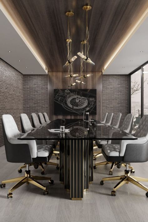 This office space is so inviting and luxurious that you will never get bored! Luxury Office Interior, Small Office Chair, Meeting Room Design, Luxxu Modern Design Living, Office Interior Design Modern, Modern Office Interiors, Luxury Office, Luxury Rooms, Top Interior Designers