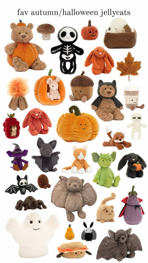 #fall #autumn #jellycat #halloween Autumn Jellycat, Pumpkin Jellycat, Fall Jellycat, Halloween Jellycat, Cat Teddy Bear, Jellycat Plush, Pinterest Collage, Purple Corn, Ocean Cakes