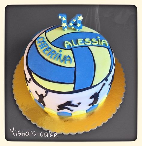 volleyball cake. (Love the top of this cake!  Possibility?) Volleyball Birthday Cakes, Volleyball Cake, Sport Cakes, Birthday Cakes For Men, Character Cakes, Painted Cakes, Volley Ball, Cakes For Men, Cake Designs Birthday