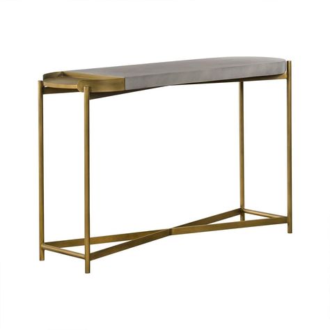 Concrete Console Table, Glam Inspiration, Brass Console Table, Contemporary Entryway, Space Saving Desk, Contemporary Console, Antique Brass Frame, Metal Console Table, Narrow Console Table