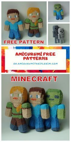 Minecraft Steve Alex and Zombies Amigurumi Free Pattern – En.amigurumitariflerim.com Free Zombie Crochet Patterns, Roblox Crochet Pattern Free, Minecraft Amigurumi Pattern Free, Crochet Minecraft Pattern Free, Minecraft Crochet Patterns Free, Minecraft Crochet Patterns, Minecraft Crochet, Minecraft Steve, Minecraft Characters