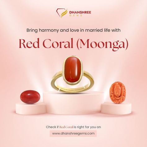 Red Coral (Moonga) Planet Mars, Spiritual Crystals, Color Meanings, Coral Stone, Vedic Astrology, Red Stone, Red Coral, Good Health, Mars