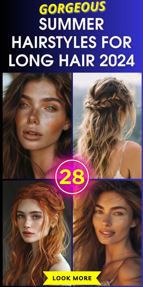 Check out 28 gorgeous summer hairstyles for long hair 2024 that will make you stand out. This selection includes trendy updos, stylish braids, and voluminous curls, perfect for any summer event. These hairstyles are easy to recreate and will keep you looking chic all summer long. Fun Styles For Long Hair, Messy Hairdos For Long Hair, Aesthetic Ponytail, Stylish Braids, Hairstyles For Long Hair Easy, Quick Styles, Looks Aesthetic, Ponytail Ideas, Summer Hairstyles For Long Hair