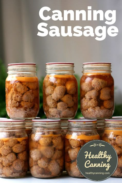 Canned Sausage Recipes, Canned Meals In A Jar, Canned Sausage, Canning Sausage, Canned Meals, Pressure Canning Meat, Healthy Canning, Canning Meat, Weeknight Pasta