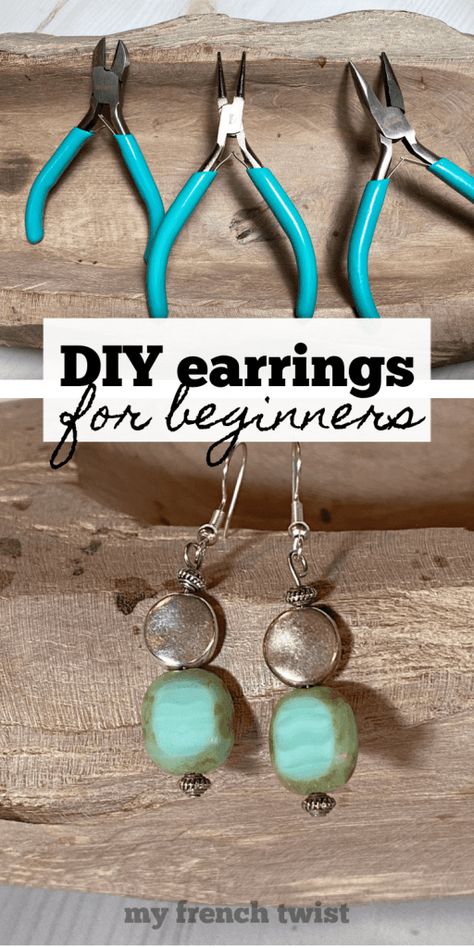 Make My Own Earrings, What You Need To Make Earrings, How To Make African Jewelry, Beaded Earrings Diy Tutorials Jewelry Making, Beginners Jewelry Making, How To Start Making Earrings, Making Drop Earrings, How To Make Easy Earrings, Making Dangle Earrings