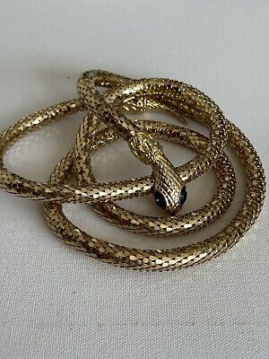 Vintage DL Auld Mesh Snake Belt Necklace Gold Blue Eyes 80s  | eBay 80s Necklace Vintage, Belt Necklace, Snake Belt, Gold Snake, Necklace Vintage, Vintage Necklace, Necklace Gold, Blue Eyes, Women's Accessories