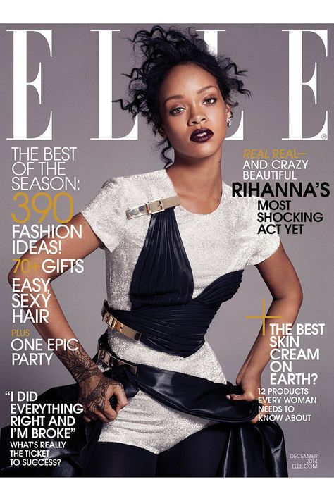 Rihanna's ELLE 2014 Cover Images -  December 2014 Cover ELLE Magazine - Elle Clara Lionel Foundation, Rihanna Cover, Looks Rihanna, E Ticket, Rihanna Looks, Elle Us, Rihanna Style, Fashion Magazine Cover, Atelier Versace