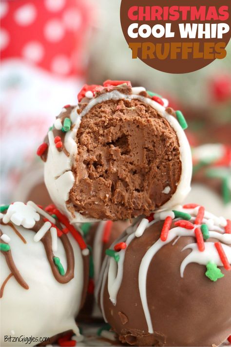 Cool Whip Truffles, Thanksgiving Truffle Desserts, Cool Whip Cookies Christmas, Whoppers Candy Recipes, Christmas Cookies And Candy Recipes, Easy Cool Whip Candy, Christmas Candies Recipes, Christmas Recipes Ideas, Filled Chocolate Candy Recipes