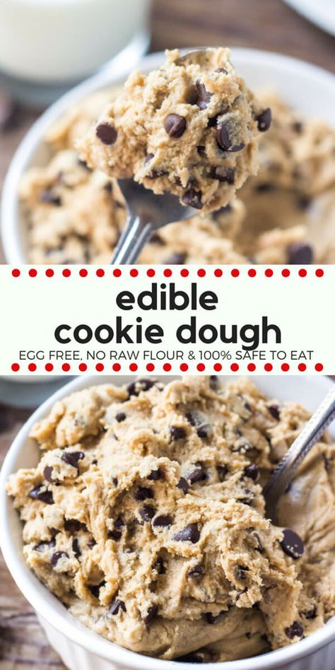 Edible Chocolate Chip Cookie Dough, Eggless Cookie, Eggless Cookie Dough, Cookie Dough To Eat, Edible Cookie Dough Recipe, Egg Food, Resepi Biskut, Raw Eggs, Egg Recipe