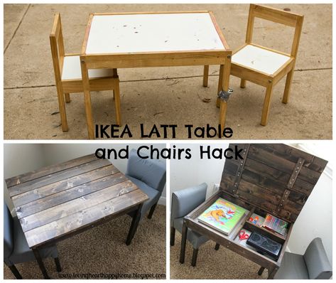 IKEA Hack/LATT Table and Chairs Turned Storage Table Ikea Hack Chair, Ikea Latt Table, Ikea Kids Table, Ikea Table Hack, Ikea Latt, Ikea Hack Kids, Diy Kids Table, Ikea Kids Room, Table Ikea