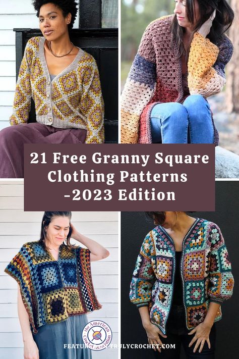 Granny Square Crochet Patterns Free Sweaters & Cardigans, Granny Square Garments, Granny Square Sleeves Pattern, Crochet Square Sweater Pattern, Large Granny Square Sweater, Crochet Tops Granny Square, Granny Square Crochet Clothes, Granny Square Sweater Pattern Free, Granny Square Cardigan Pattern Free