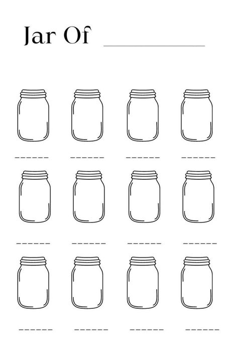 Printable Blank Fill the Jars Templates PDF Happiness Template, Jar Of Happiness Template, Fill The Jars Template, Jar Saving, Happy Jar, Empty Jar, Money Jars, Blank Templates, Goofy Drawing