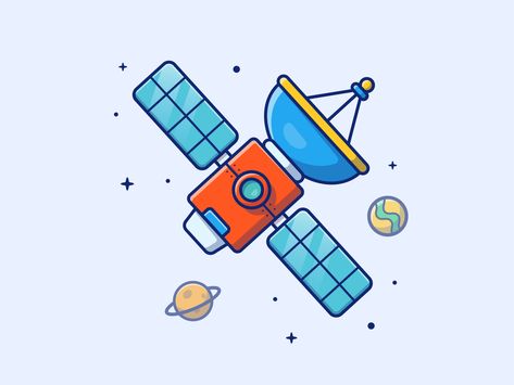 Satellite 🛰🛰✨ by catalyst Galaxy Mural, Satellite Illustration, Sticker Planet, Tata Surya, Space Doodles, Space Icons, Space Illustration, Planets Art, Vector Icons Illustration