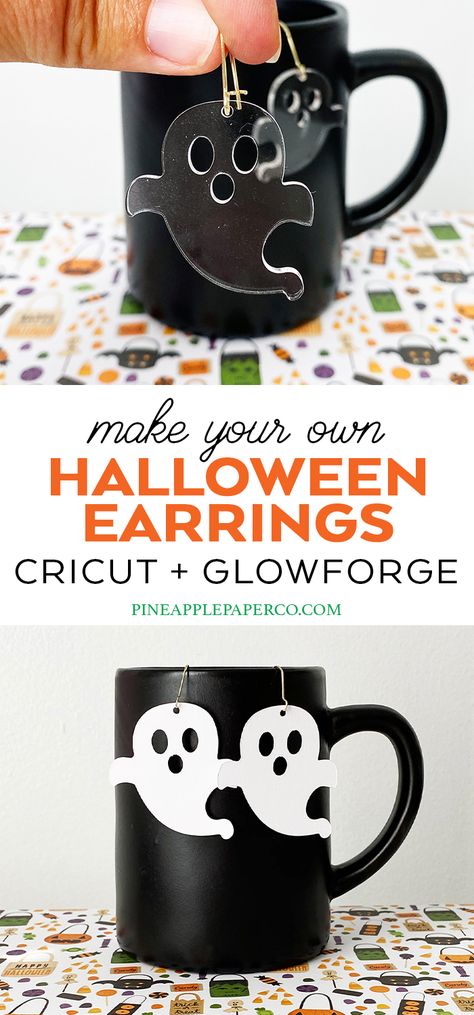 Halloween Earrings Diy, Diy Acrylic Earrings, Shirt Svgs, Halloween Svgs, Shrinky Dink Earrings, Ghost Diy, Shrink Art, Cricut Halloween, Ghost Earrings