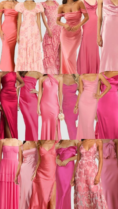 Rainbow Bridesmaid Dresses, Bright Pink Wedding, Orange Bridesmaid, Pink Bridesmaid Dress, Red Bridesmaid Dresses, Dress Attire, Pink Bridesmaid Dresses, Dream Wedding Ideas Dresses, Bridesmaid Dress Colors