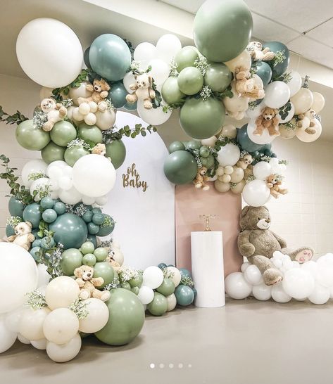 Baby Shower Color Themes Boy, Green Baby Boy Shower Ideas, Sage Green Baby Boy Shower Ideas, Sage Green And Blue Baby Shower Ideas, Boy Baby Shower Color Scheme, Light Green Baby Shower Ideas, Blue Green Baby Shower Ideas, Green And Blue Baby Shower Ideas, Boy Baby In Bloom Shower Ideas