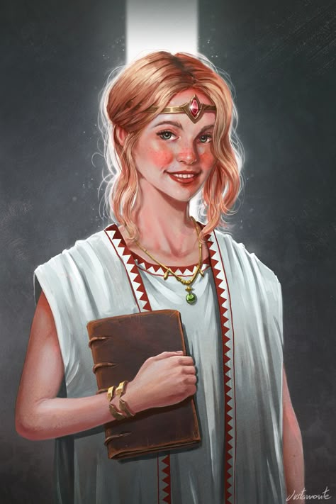 ArtStation - Young Priestess , Toni Justamante Jacobs Noble Woman Character Design, Fantasy Portraits, Arte Cyberpunk, Dungeons And Dragons Characters, Female Human, Urban City, Magic Book, Fantasy Rpg, Female Character Design