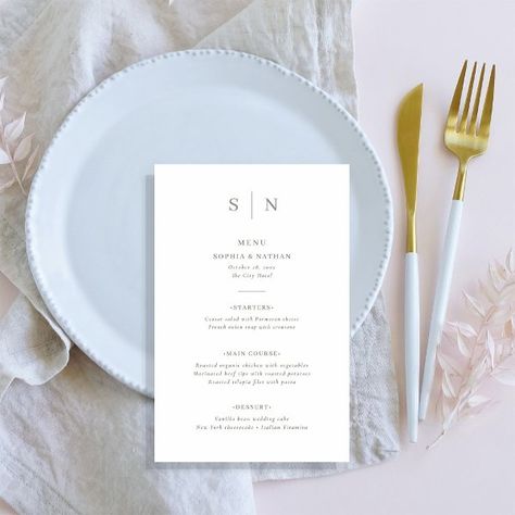 Minimal and Chic White and Sage Green Wedding Menu Flyer White And Sage Green Wedding, Rehearsal Dinner Menu, Wedding Dinner Menu, Menu Flyer, Sage Green Wedding, Wedding Menu Cards, Black And White Wedding, Wedding Dinner, Kids Stationery