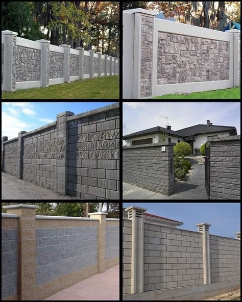 Boundary Wall Ideas, Outside House Decor, Modern Main Gate Designs, Fence Wall Design, Compound Wall Design, Home Gate Design, Front Wall Design, Boundary Wall, House Fence Design