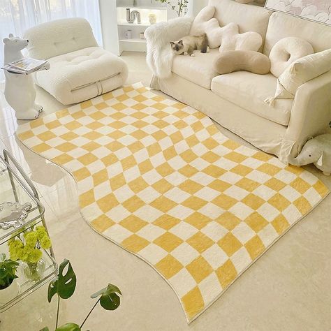 29.19US $ 53% OFF|Checkered Rug Living Room | Large Checkerboard Rug | Checkerboard Area Rug - New Modern - Aliexpress Checkerboard Living Room, Checkered Rugs, Office Aesthetic, Funky Rugs, Pastel Room, Bedroom Crafts, Simple Living Room, Carpet Size, Checkered Rug