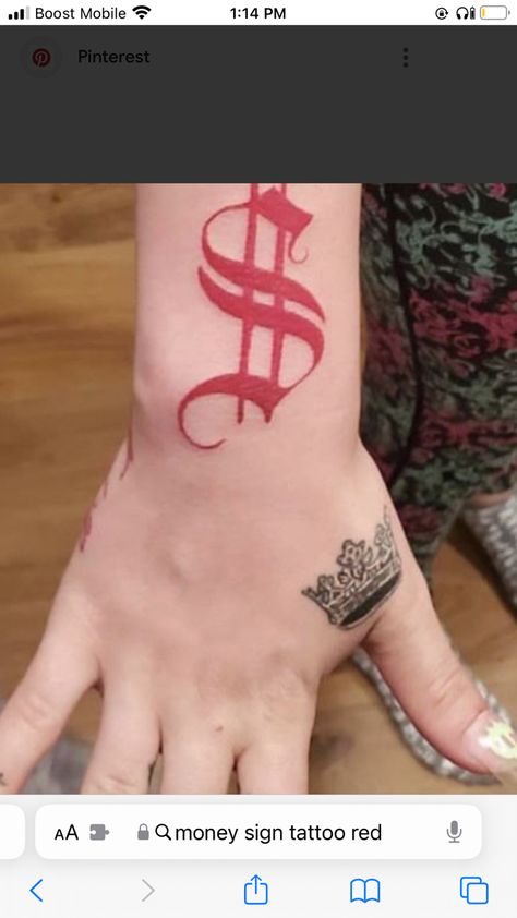 Red Dollar Sign Tattoo, Red Money Sign Tattoo, Money Symbol Tattoo, Money Sign Tattoo, Dollar Sign Tattoo, Money Bag Tattoo, Sign Tattoo, Money Tattoo, Chicano Tattoo