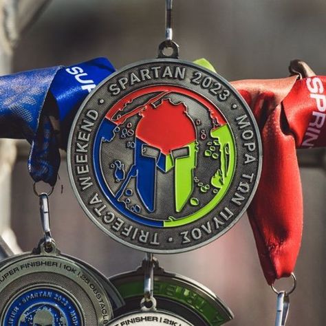 Spartan Race on Instagram: "Every Spartan strives to get the coveted Trifecta medal, the most elusive and most respected medal in obstacle course racing. But even more importantly, when you secure your Trifecta, you become part of something bigger. You're a member of the Trifecta Tribe for life, and that's a powerful bond that stays with you forever. 🤞 Link in bio to earn yours. #SpartanRace #SpartanTrifecta #Spartan" Spartan Race Aesthetic, Spartan Challenge, Spartan Trifecta, Race Medal, 2024 Goals, Spartan Race, Obstacle Course, Something Big, 2024 Vision