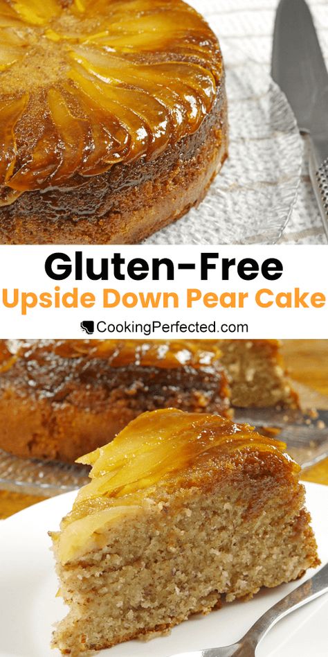 Gluten Free Pear Dessert Recipes, Gluten Free Pear Desserts, Gluten Free Pear Recipes, Gluten Free Upside Down Cake, Pear Cake Gluten Free, Upside Down Pear Cake, Gluten Free Cake Recipes, Pear Desserts, Pear Cake Recipes