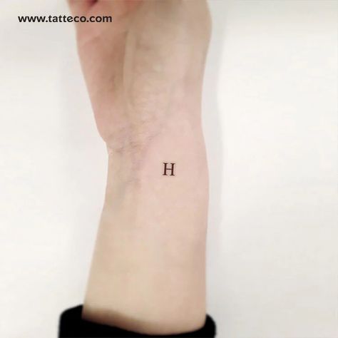 One Letter Tattoo Placement, H Tattoo Letter, Tiny Tattoo Placement, Capital H, Letter Tattoos, Tattoo For Boyfriend, H Tattoo, H Letter, Initial Tattoo