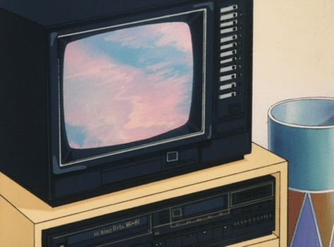 Tranquility Aesthetic, Vaporwave Anime, Lofi Music, Music Beats, Anime Gifs, Old Anime, 90s Anime, Aesthetic Gif, Old Tv