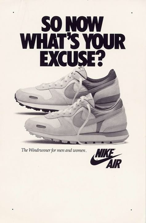 80s Ads, Nike Poster, Nike Ad, Shoe Advertising, Sports Advertising, Shoe Poster, Sneaker Posters, Rhetorical Question, Shoes Ads