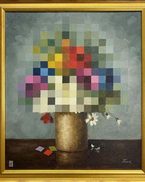 Vintage Painting With Pixelated Flowers Oil Pastel Art, Art Painting Gallery, Learn Art, Old Paintings, Pastel Art, Vintage Painting, Email List, Art Sketchbook, Art Classes