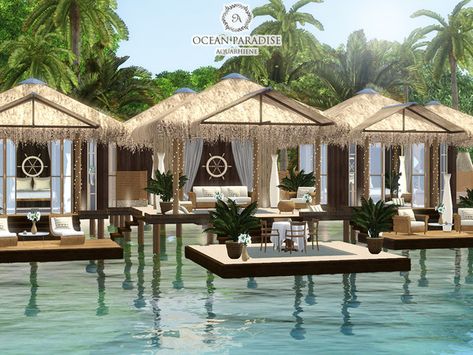 Sims 4 Modern House, 4 Aesthetic, Ocean Paradise, Sims 4 Challenges, Bloxburg Houses, Beach Lighting, Coastal Dining, Hawaii Hotels, Water Villa