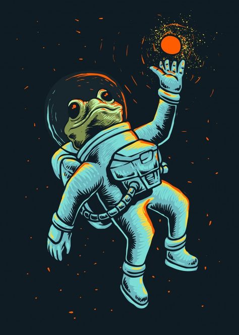 Frog Astronaut, Space Frog, Astronaut Vector, Chase Your Dreams, Metal Poster Displate, Design