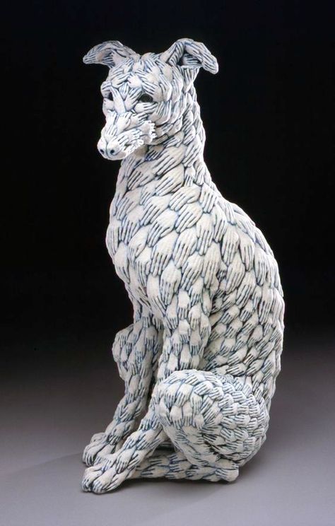 iheartmyart - Adrian Arleo, BLUE DOG, 2005, Clay, glaze, 27.5 x... Adrian Arleo, Clay Glaze, Ceramic Art Sculpture, Pattern Ceramic, Fish Sculpture, Animal Sculpture, Unusual Art, Dog Sculpture, Pottery Sculpture