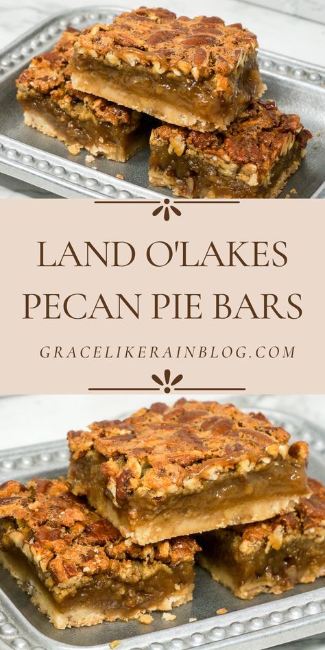 Pecan Pie Bars, adapted from Land O'Lakes, starts with a shortbread crust that is topped with a rich brown sugar pecan filling. It's a great alternative to classic pecan pie if you're not a fan of the traditional crust. | Easy Pecan Pie Bars | Land O Lakes Pecan Pie bars | Pecan Pie bars with dark corn syrup | Pecan Pie bars with shortbread crust | Best Pecan Pie bars | thanksgiving desserts | Christmas desserts with pecans | Pecan Desserts | Pecan Slab Pie with shortbread Desserts With Pecans, Pecan Slab Pie, Best Pecan Pie Bars, Easy Pecan Pie Bars, Pecan Bars Recipe, Pecan Pie Bar, Pecan Pie Bars Easy, Classic Pecan Pie, Chocolate Caramel Slice