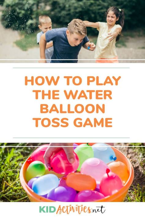 How to play the water balloon toss game. #kidactivities #kidgames #activitiesforkids #funforkids #ideasforkids Water Balloon Toss, Fun Water Games, Water Balloon Games, Outdoor Water Activities, Summer Party Games, Balloon Games, School Age Activities, Outside Games, Iconic People