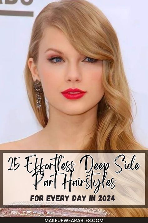 Stylish Deep Side Part Hairstyles for a Chic and Timeless Look Sleek Hairstyles Down Side Part, Diy Side Hairstyles, Deep Side Part Curly Hair, Side Part Hairstyles Long Hair Straight, Deep Side Part Ponytail, Deep Side Part With Curls, Side Parts Hair Styles, Side Parted Hairstyles Long Hair, Deep Side Part Hairstyles