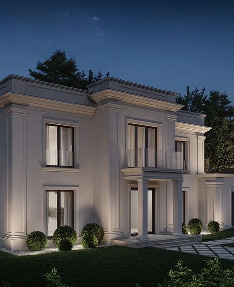 Modern Classic House Exterior, Luxury Houses Entrance, House Outer Design, Classic House Exterior, Classic House Design, House Design Exterior, Neoclassical Architecture, Modern Exterior House Designs, House Outside Design