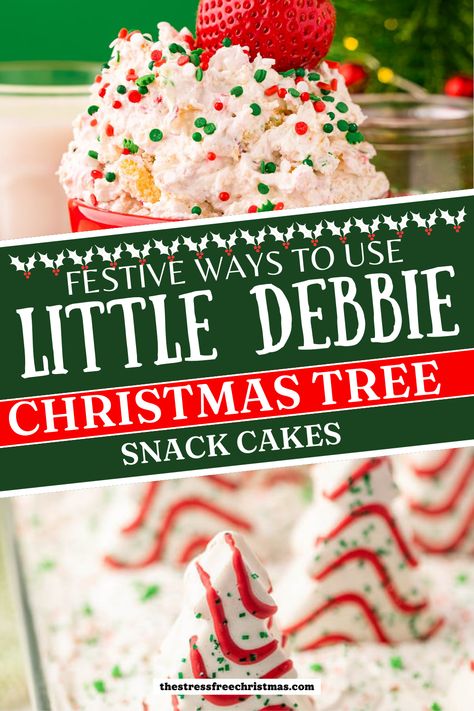 Christmas Tree Dip, Christmas Tree Ice Cream, Little Debbie Christmas Tree Cakes, Little Debbie Snack Cakes, Christmas Tree Desserts, Dirt Cake Recipes, Little Debbie Christmas Tree, Cool Whip Desserts, Debbie Snacks