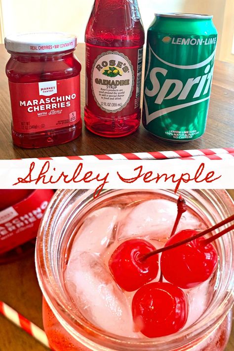 SHIRLEY TEMPLE – a fun and fancy old-fashioned, non-alcoholic mocktail made with lemon-lime soda, grenadine and garnished with maraschino cherries. This delicious, easy to make childhood favorite is perfect for special occasions, holidays and more – loved by all ages. Sherly Temple Drink Recipe For Kids, Shirley Temple Bar Grad Party, Shirley Temple Drink For Kids, Dirty Shirley Recipe, Butter Pecan Fudge, Shirley Temple Mocktail, Shirley Temple Recipe, Shirley Temple Drink, Dirty Shirley