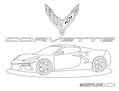 Corvette Tattoo Ideas, Corvette Tattoo, Corvette Drawing Easy, Corvette Drawing, Corvette C8 Drawing, Blue Corvette Wallpaper, 2020 Corvette, Race Car Coloring Pages, Cars Coloring