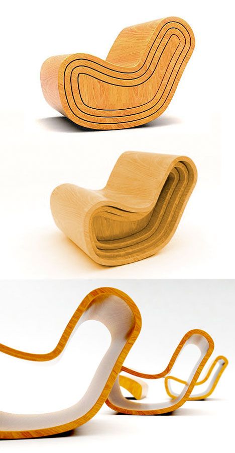 Chaise 3d Composition, Stackable Furniture, Weird Furniture, Futuristic Furniture, Chair Wood, Bent Wood, Contemporary Chairs, Compact Living, Funky Furniture